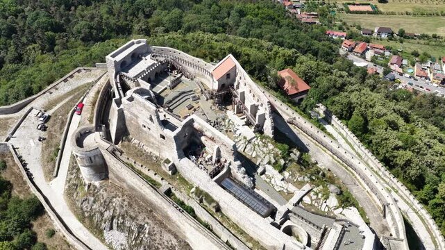 Aerial view of Deva Castle, Deva, Romania