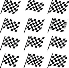 Obraz premium black and white checkered race flag set