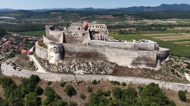 Aerial view of Deva Castle, Deva, Romania