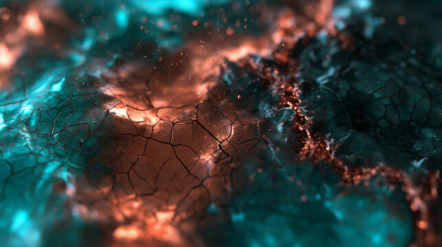 Abstract Cracked Glowing Surface Texture Background
