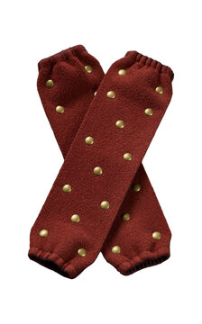 Pair of Brown Studded Fingerless Gloves on transparent background