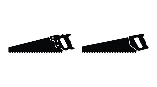 Hand saws silhouette on a white background woodworking tools illustration