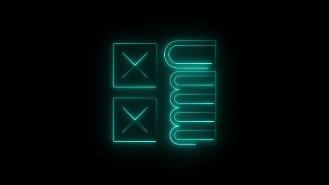 Neon blue checkbox list icon with cross marks