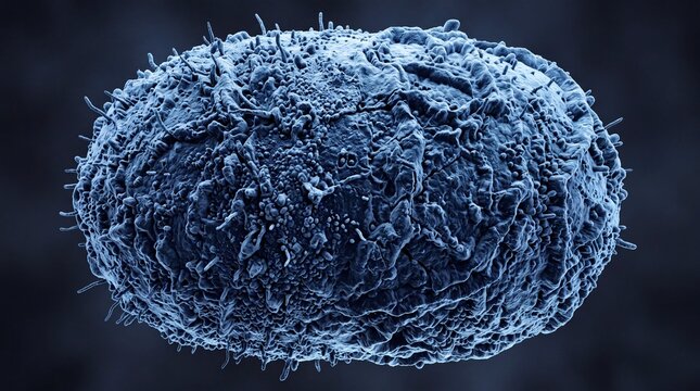 Microscopic view of pox virus cell with textured surface