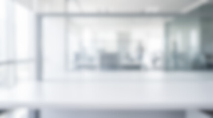 Defocused modern corporate office interior bright glass meeting room white desks empty workplace clean professional business environment abstract architecture background © Celt Studio