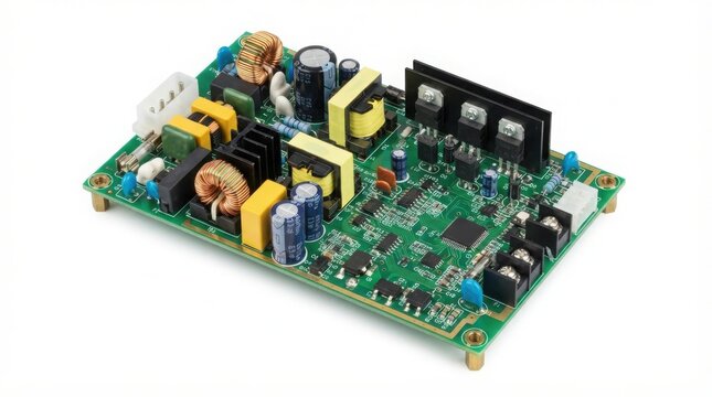 Electronic Circuit Board with Electronic Components and Processor on Motherboard Isolated on White Background for Computer Technology and Hardware Concepts