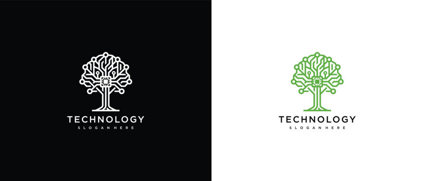 Digital Tree Logo with CPU Symbol