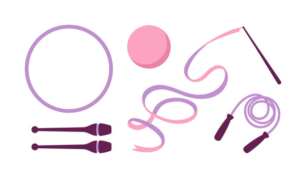 Rhythmic gymnastics equipment set with ribbon and club