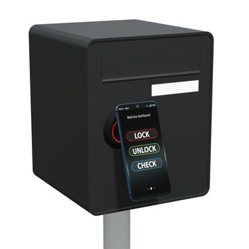 Smart Mailbox Controlled by Smartphone App for Home Security and Remote Access on transparent background