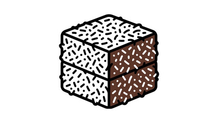 Obraz premium Chocolate Brownie Cube Vector Illustration