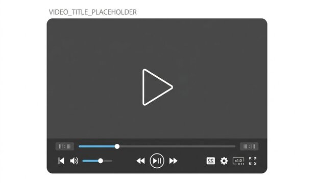 Realistic video player UI UX playback controls editable vector template