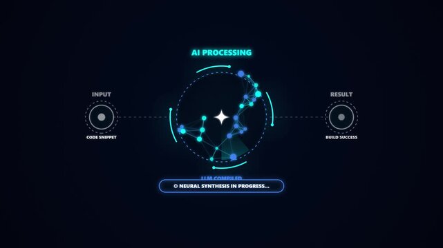 Generic user interface displaying AI processing network animation