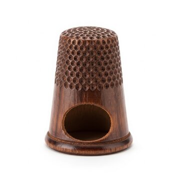 Wooden Thimble with Decorative Honeycomb Texture