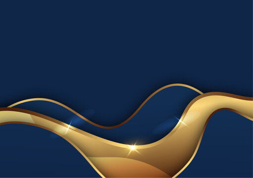 luxury premium corporate background with blue and gold curve vector template