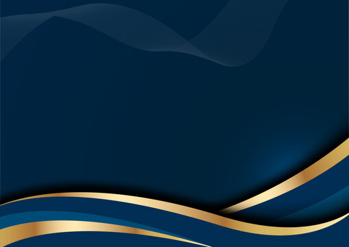 premium achievement corporate background with navy and gold curve vector design