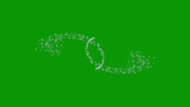 Glittering star love shape animation effect on green background, glittering sparkles twinkle stars line, luxury magic sparkle particle trail, 2d flat vector star burst,  romantic valentine video. 4k