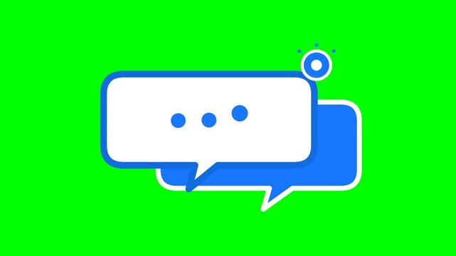Blue chat notification message bubbles on green screen