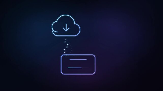 Cloud download icon transferring data to digital device