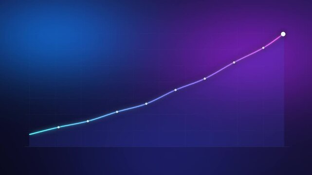 Rising growth curve with glowing data points on dark gradient
