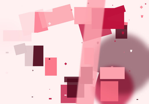 Abstract pink geometric background, modern square pattern composition, minimalist digital art with layered rectangles and soft shadows