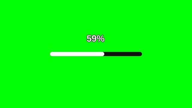 White progress bar percentage indicator on green screen