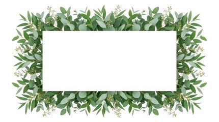Fototapeta premium Eucalyptus Leaf Frame Composition, Natural Botanical Border, Decorative Greenery Design, Blank Space for Text