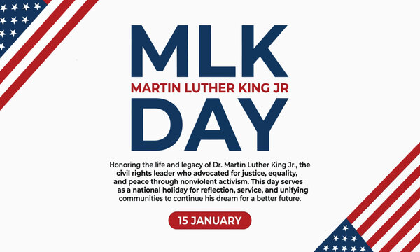 Celebratory graphic design for martin luther king jr day 5 featuring patriotic american flag elements and typography