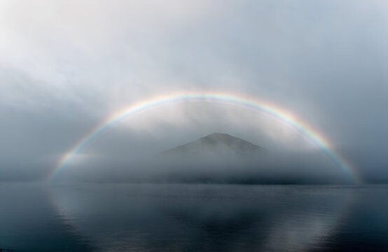 Fog bow rare atmospheric landscape photography rainbow over the sea
