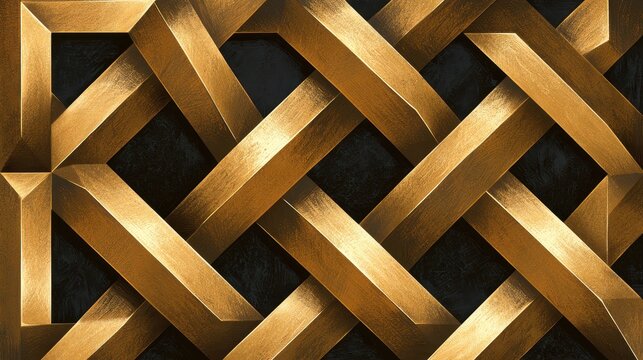 Geometric gold tessellation wall art in warm metallic tones for modern interiors