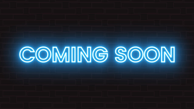 Coming soon glowing neon text isolated on black background