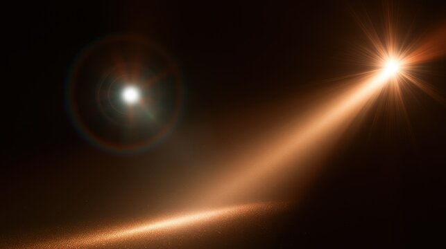 High-contrast light artistry: radiant flare with a bold beam in a night scene