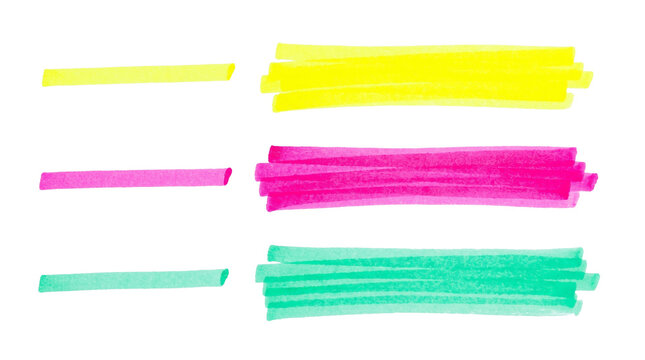 Bright neon highlighter pen stroke swatches