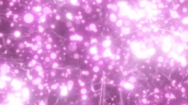 Glowing Pink Particle Dust and Bokeh Lights Floating on Black Background