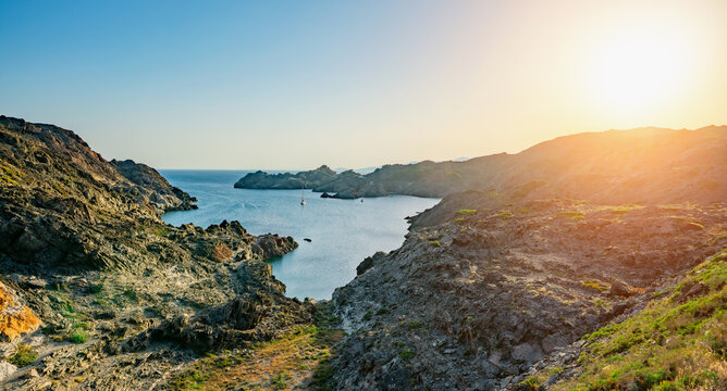 Panoramic view of mallorca coastline on a sunny summer day
