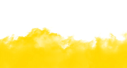 Vibrant yellow smoke cloud isolated on a pure white background featuring soft fluffy texture and ethereal vapor motion for creative artistic design and abstract digital composition. © SUFYAN