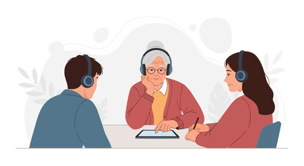 Fototapeta premium Intergenerational Learning: Family Members Engaging with Technology and Education Together