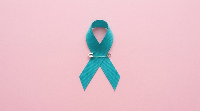 Teal Awareness Ribbon Pin Symbolizing Support And Hope