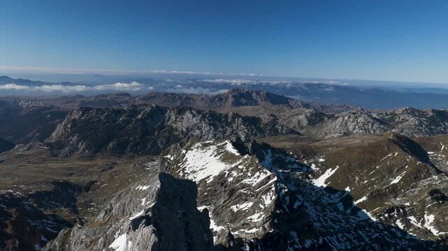 View of Durmitor National Park from the summit of Bobotov Kuk in Montenegro