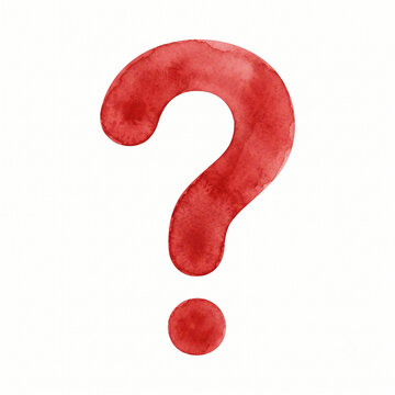 question mark red watercolor