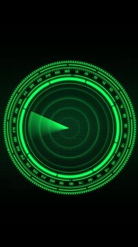 Green radar screen animation sweeps beams on a world map Surveillance coordinates track on the radar screen Global cyber telemetry monitors this radar screen