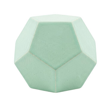Light green dodecahedron geometric 3d shape for abstract architectural and design projects