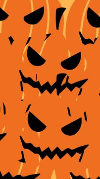 Animation of multiple pumpkin over orange background