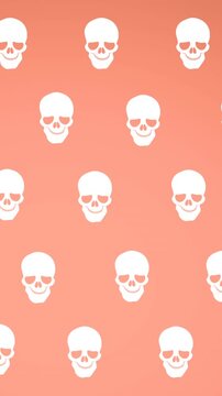 Animation of falling skulls on pink background