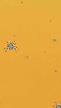 Animation of falling spiders on orange background