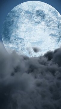 Animation of cloudy night sky with moon