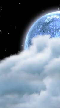 Animation of moon and clounds moving on black background