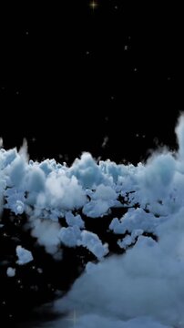 Animation of moon and clounds moving on black background