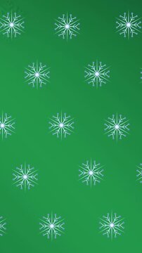 Animation of snowflakes falling on green background