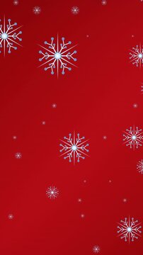 Animation of snowflakes falling on red background