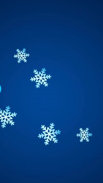 Animation of snowflakes falling on navy background